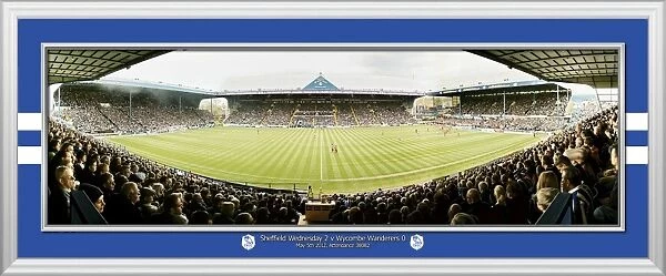Promotion winning match at Hillsborough Framed Panoramic Photograph