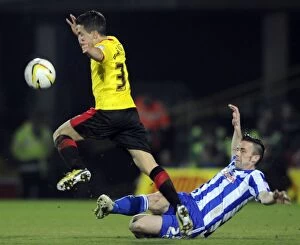 Watford v Sheffield Wednesday... Owls David Prutton stretches out to stop Watfords