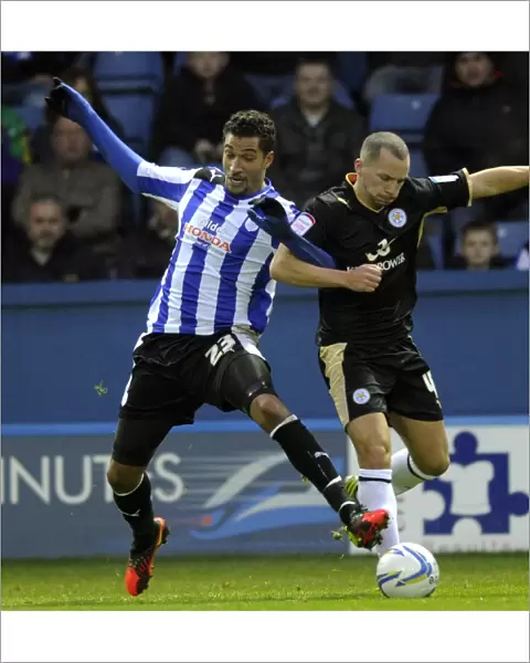 Owls v Leicester... Jay Bothroyd with Daniel Drinkwater