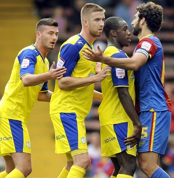 Crystal Palace v Sheffield Wednesday... Palaces skipper Mile Jedinak holds up Owls trio of Madine