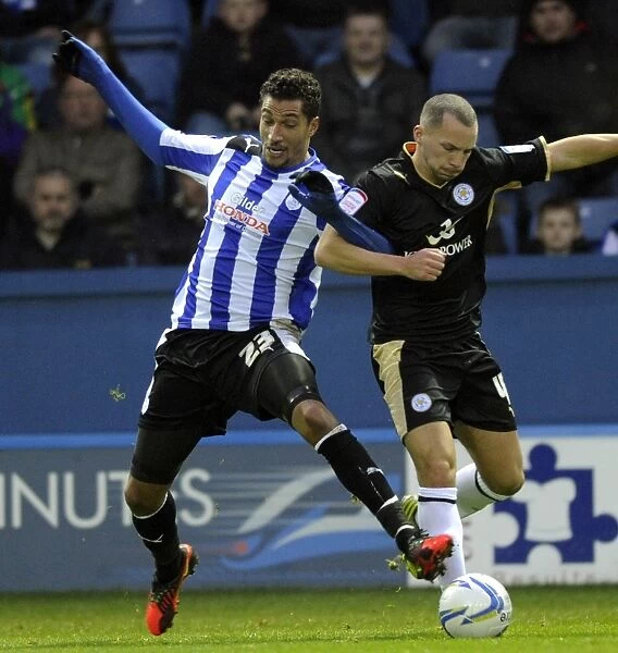 Owls v Leicester.....Jay Bothroyd with Daniel Drinkwater