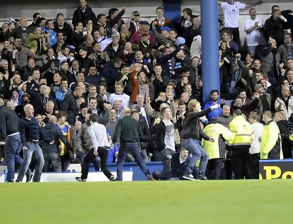 Trouble with Leeds fans, broken seats thrown onto the field and Owls keeper Chris