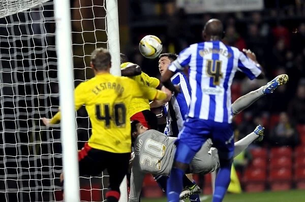 Watford v Sheffield Wednesday... So close to a second goal Watford some how clear
