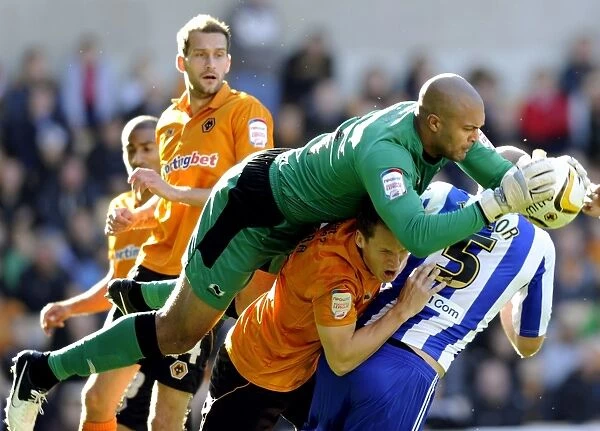 Wolverhampton Wanderers v Sheffield Wednesday... wolves keeper Carl Ikeme at full stretch to collect the ball of Owls skipper Martin
