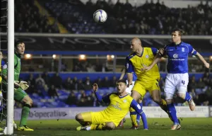 Birmingham City v Sheffield Wednesday... Owls Gary Madine effort hits team-mate Martin Taylor