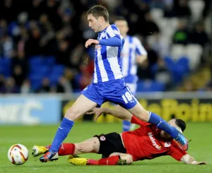 Cardiff City v Sheffield Wednesday... Owls Danny Mayor stoped by Citys Jordan Mutch