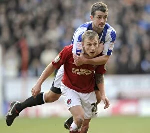 Charlton vs SWFC January 26th 2013 Collection: Charlton v Owls... Owls David Pugh on his debut gets to grips with Athletics Chris Solly