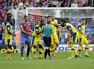 Images Dated 1st September 2012: Crystal Palace v Sheffield Wednesday... Confusion as the Referee Mr Lewis first gives Palace a