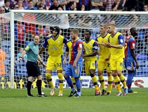Images Dated 1st September 2012: Crystal Palace v Sheffield Wednesday... Confusion as the Referee Mr Lewis first gives Palace a