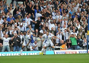 Leeds Ross McCormack scores and celebrates