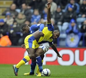 Leicester City vs SWFC March 9th 2013 Collection: Leicester City v Sheffield Wednesday... Michail Antonio with Jeff Schlupp