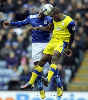 Leicester City vs SWFC March 9th 2013 Collection: Leicester City v Sheffield Wednesday... Michail Antonio with Jeff Schlupp