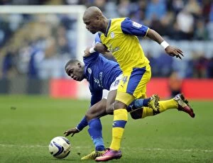 Leicester City vs SWFC March 9th 2013 Collection: Leicester City v Sheffield Wednesday... Leroy Lita with jeff Schlupp