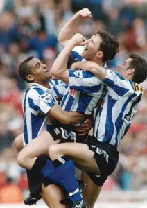 Sheffield Wednesday David Hirst, Mark Bright and John Harkes