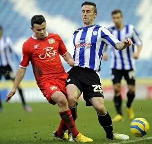 Images Dated 5th January 2013: Sheffield Wednesday v MK Dons... David Prutton with Zeli Ismsil