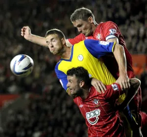 Southampton v Sheffield Wednesday... Mark Beevers up for a corner