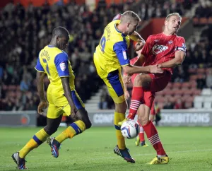 Southampton v Sheffield Wednesday... Owls pair of Michail Antonio and Mark beevers looking for a goal